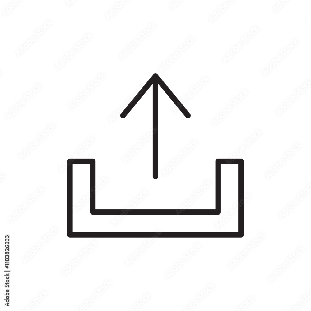 Poster upload icon flat vector set outline