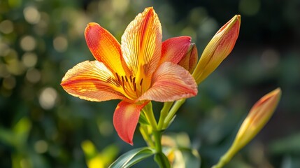 Obraz premium Vibrant Orange Lily Flower in Bloom Surrounded by Green Foliage