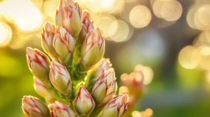 Fototapeta premium Beautiful Succulent Buds with Soft Blurred Background Light