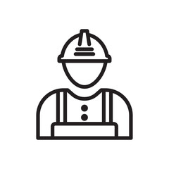 Worker icon Flat vector set outline
