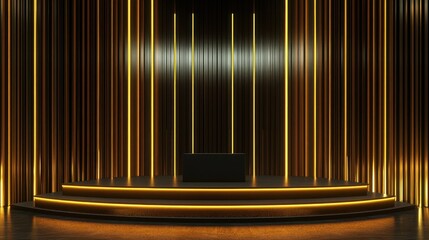 Obraz premium Illuminated Stage: A Modern, Dark and Golden Stage Design