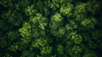 Naklejka premium Lush Green Forest Canopy from Above with Vibrant Foliage Texture