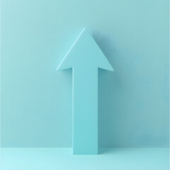3D upward arrow in pastel blue, symbolizing growth