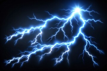 Powerful, animated thunderbolt spritesheet for games. Low-light electrical storm VFX, energy bursts.
