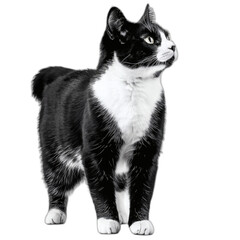 Obraz premium playful black and white cat standing isolated on white transparent background