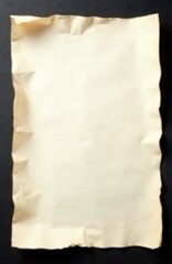 Old paper on black background. Parchment handmade paper