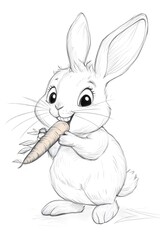 Obraz premium coloring book for kids white rabbit with a carrot