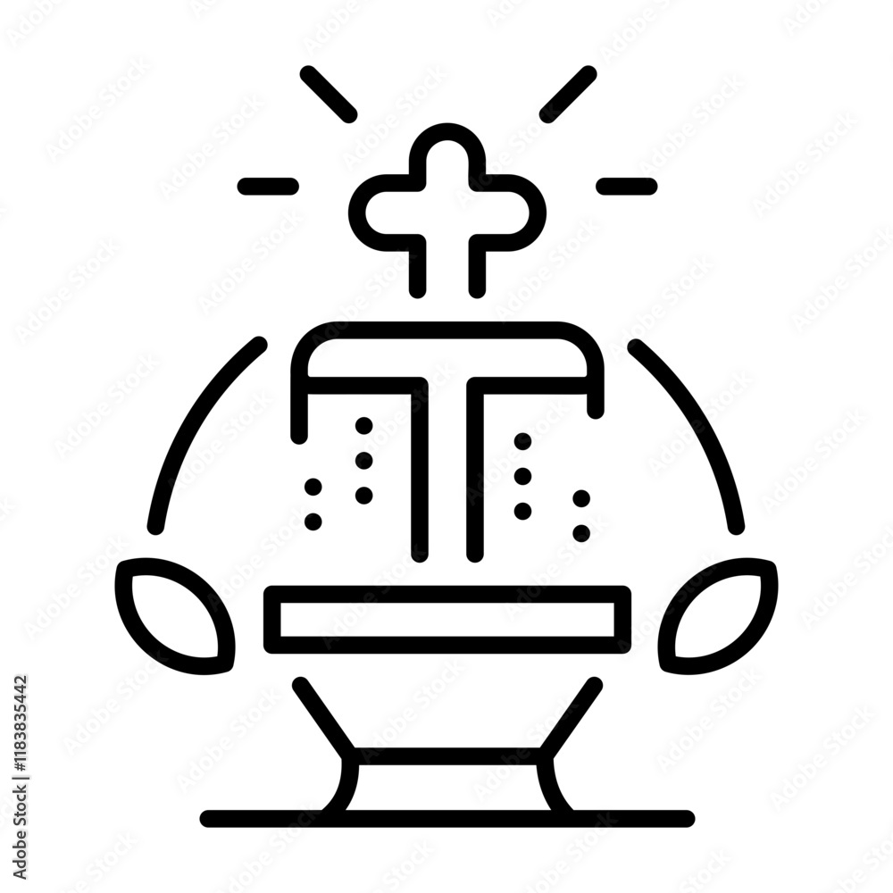 Sticker Baptism water icon in linear style 