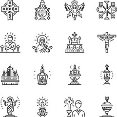 Bundle of Linear Orthodox Religion Icons 

