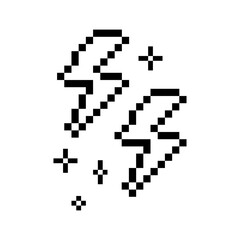 Lightning flash pixel art icon. Thunder icon. Electric sign. Power. Editable pixel vector illustration. Y2k lightning bolt retro sticker. Playful geometric shape. Mood of 90s. Game abstract element