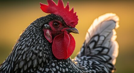 Silver Laced Wyandotte Rooster Golden Hour Portrait