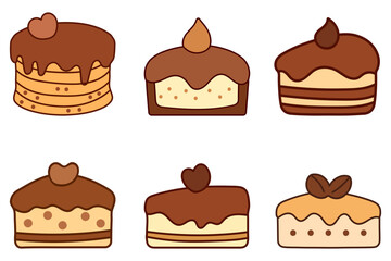 Chocolate Cake Illustration Design Set