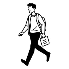 Illustration of Person Walking with Briefcase