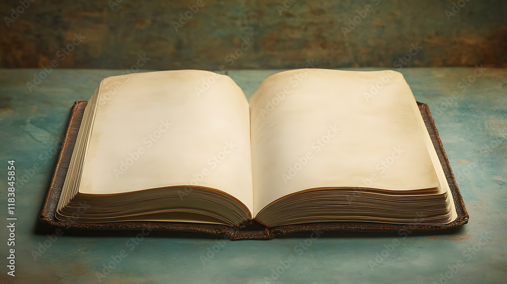Poster A conceptual image showcasing the art of journaling, featuring a notebook with open blank pages ready for writing, the image provides ample copy space for customization and personalization