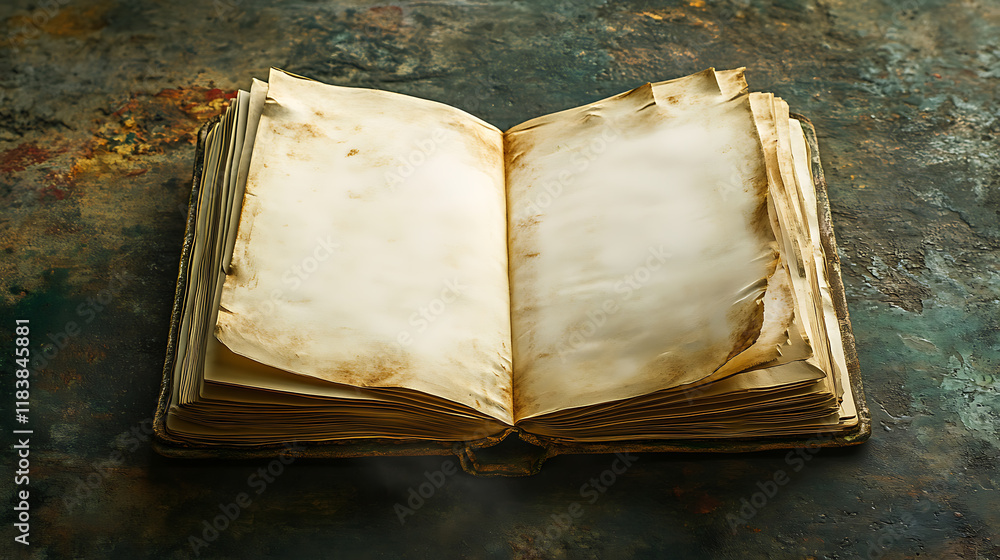 Poster A conceptual image showcasing the art of journaling, featuring a notebook with open blank pages ready for writing, the image provides ample copy space for customization and personalization