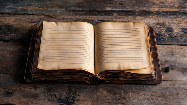 A conceptual image showcasing the art of journaling, featuring a notebook with open blank pages ready for writing, the image provides ample copy space for customization and personalization