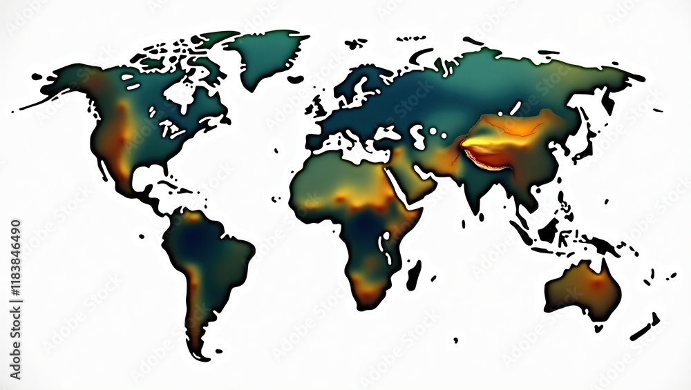 Aufkleber abstract world map with gradient color scheme