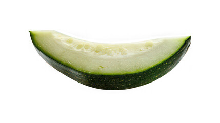 Floating zucchini slice with sharp detail isolated on transparent background
