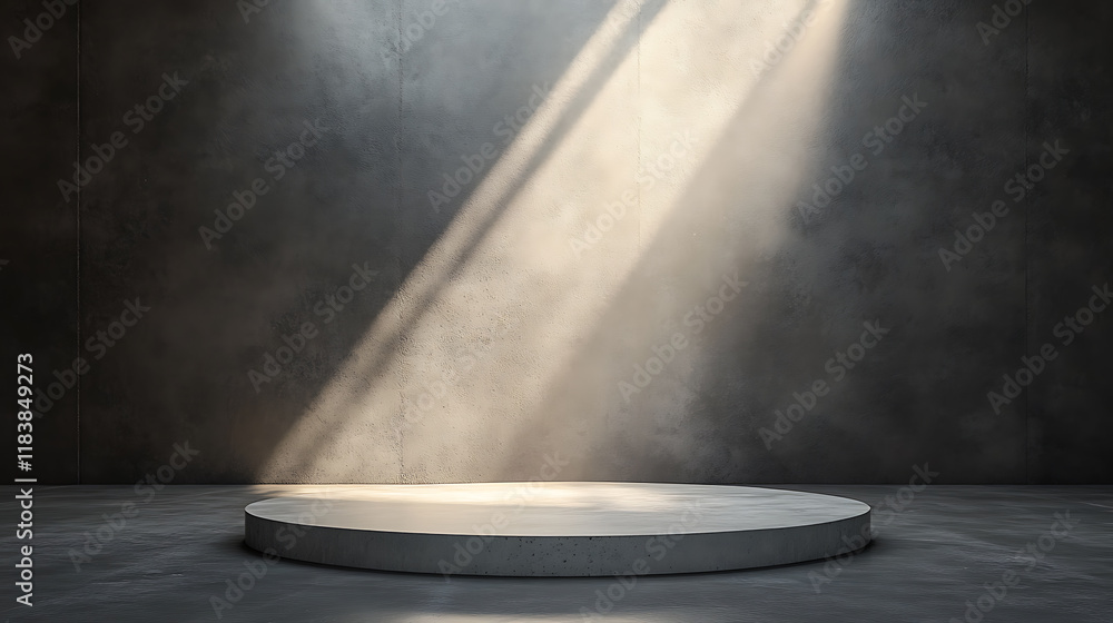 Poster abstract concrete backdrop with spotlight and mockup place on dark background, 3d rendering