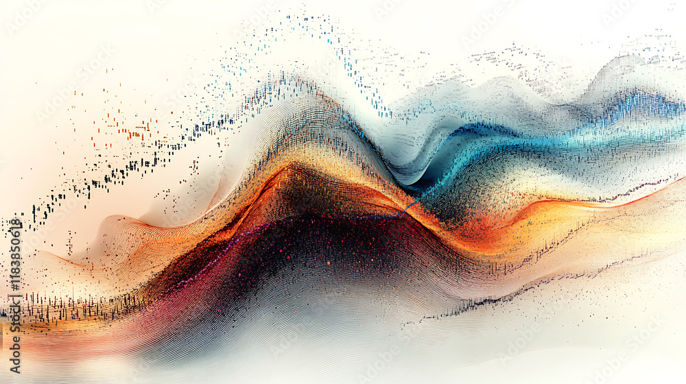 Aufkleber An abstract artistic depiction of data chart, symbolizing the vastness and complexity of data science, data analytics and its inherent blend of science and creativity