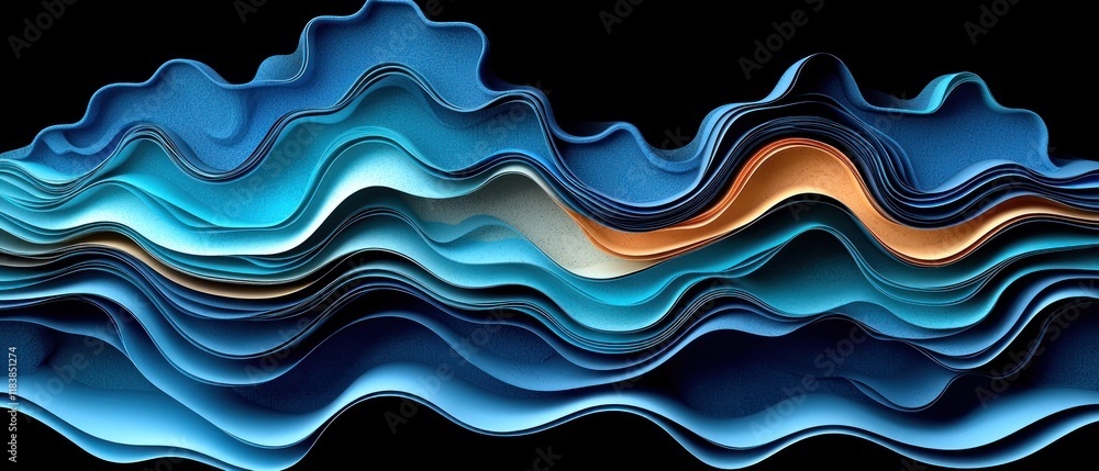 Poster Abstract waves of blue and orange, creating a fluid, dynamic visual effect.