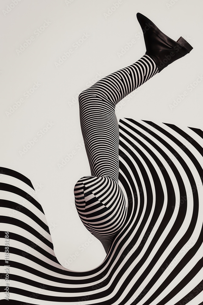 Aufkleber dynamic black and white zebra optical illusion with striped patterns