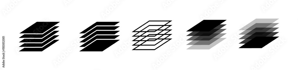 Poster the image is a series of five different shapes, all of which are black and white. vector icons