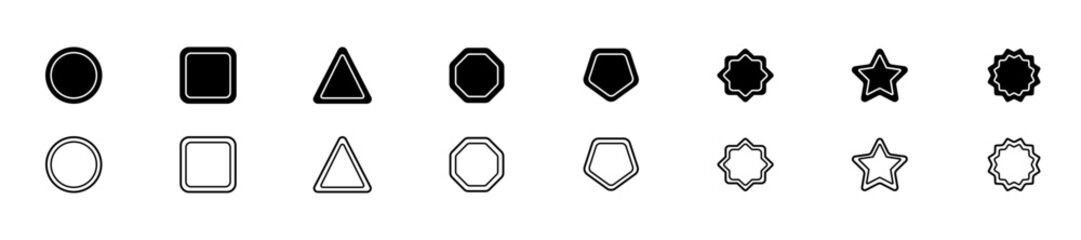 Simple figure icons collection. Figure frame icons. Linear and silhouette style. Vector icons.