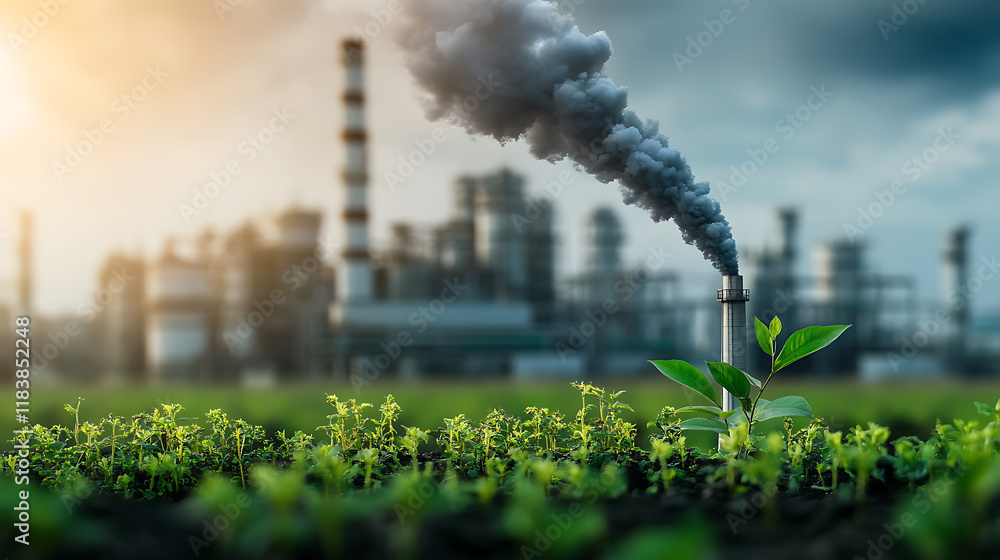 Poster an image depicting the concept of co2 emissions and carbon footprint tracking with esg data, carbon 