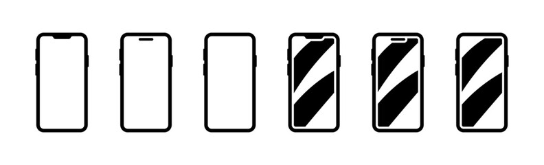 Phone set icons. Linear and silhouette style. Vector icons.