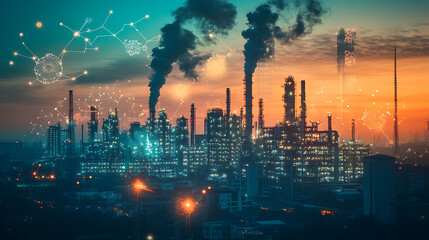 Fototapeta premium An image depicting the concept of co2 emissions and carbon footprint tracking with esg data, carbon assessment and pollution research