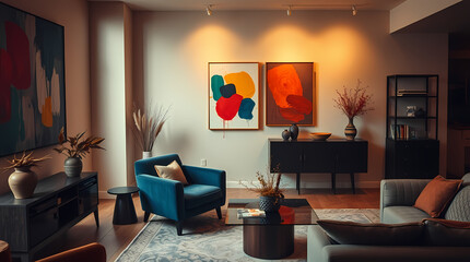 Modern Loft Interior With Bold Colourful Artistic Decor