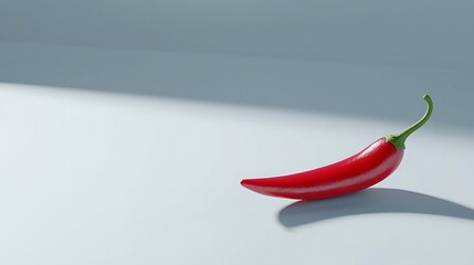 A red pepper sits on a white background