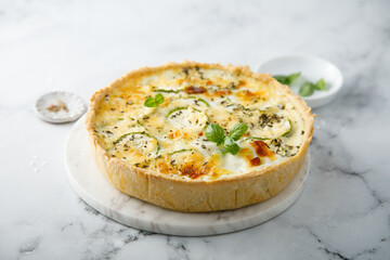 Traditional courgette quiche