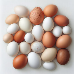 Egg collection display kitchen counter food photography natural setting close-up view culinary inspiration