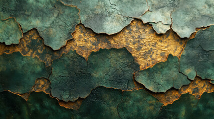 Obraz premium Textured cracks on a green surface