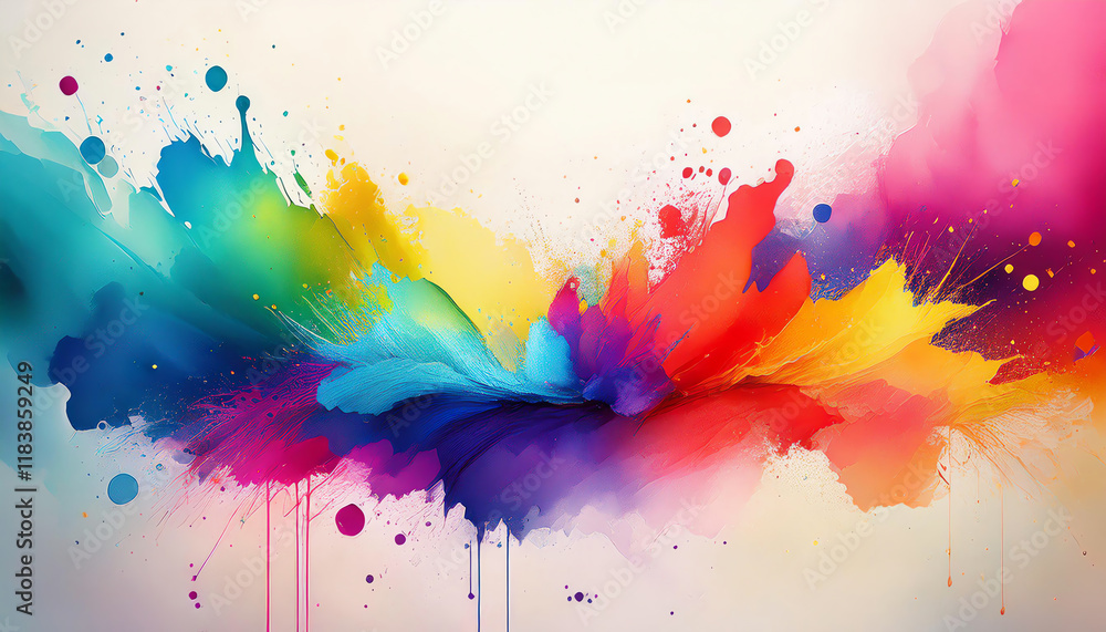 Poster a vibrant splash of colors blending harmoniously, creating a dynamic and artistic abstract design.