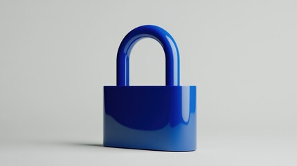 Fototapeta premium Blue padlock 3D render on white background, security concept.