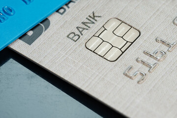 Close up of chip and pin of a credit card