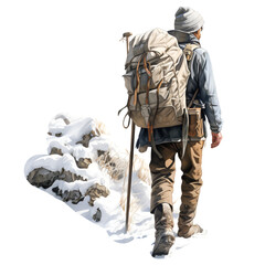 Fototapeta premium Winter Hiking Clipart Vector Illustration