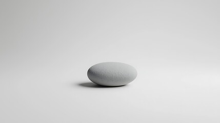 A grey stone is sitting on a white background
