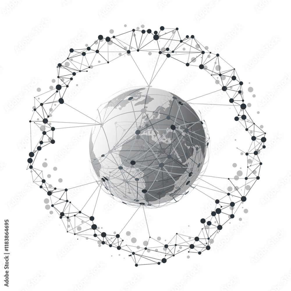 Poster abstract cloud computing and global network connections concept design with transparent geometric po