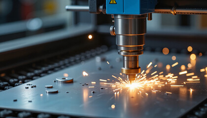 Precision laser cutting in advanced workshop, production efficiency