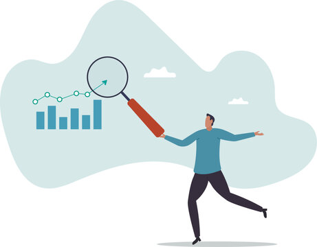 Trend analysis, marketing and sales information, analyze or predict trend line or profit, business forecast report.business concept.flat character.