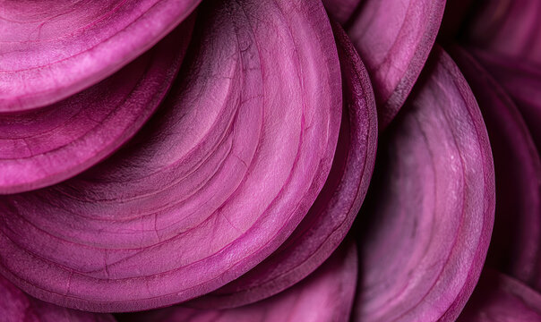 Macro Close-Up of Vibrant Purple Onion Layers with Texture