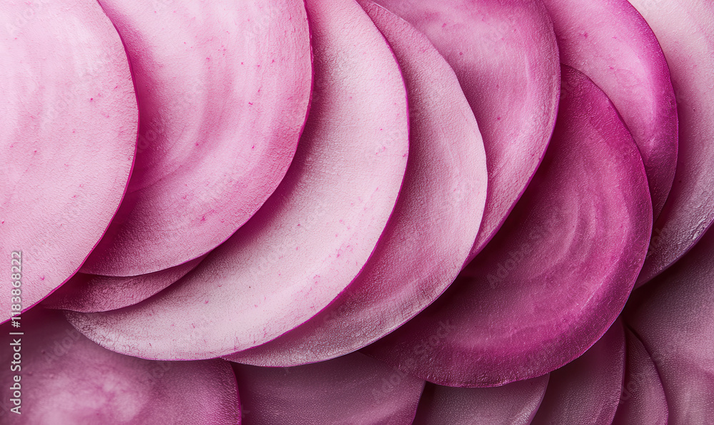 Poster close-up of vibrant pink beetroot slices with a textured pattern