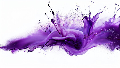 Fototapeta premium A vibrant splash of purple paint creates dynamic movement and artistic flair against a clean white background.