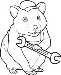 Hamster Mechanic Wrench Animal Vector Graphic Art Illustration