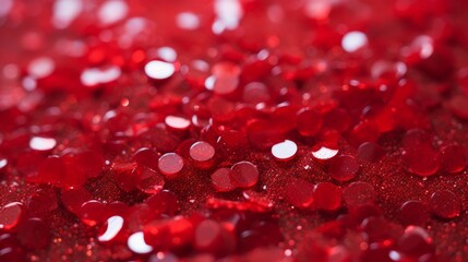 Sparkling red sequins scattered on a vibrant backdrop for decor or craft projects during festive celebrations
