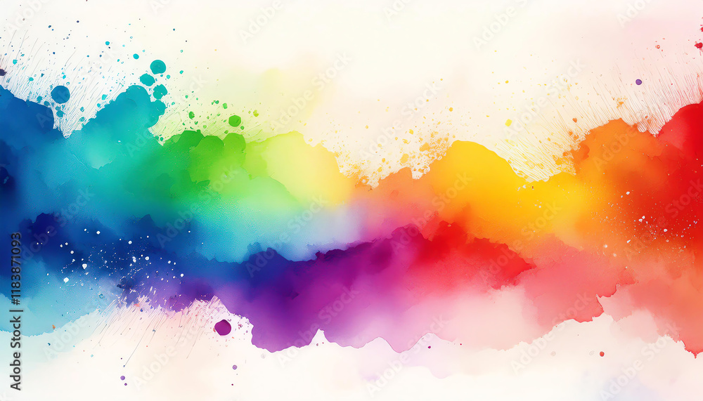 Poster a vibrant splash of watercolor blending various colors, creating an artistic and dynamic visual effe